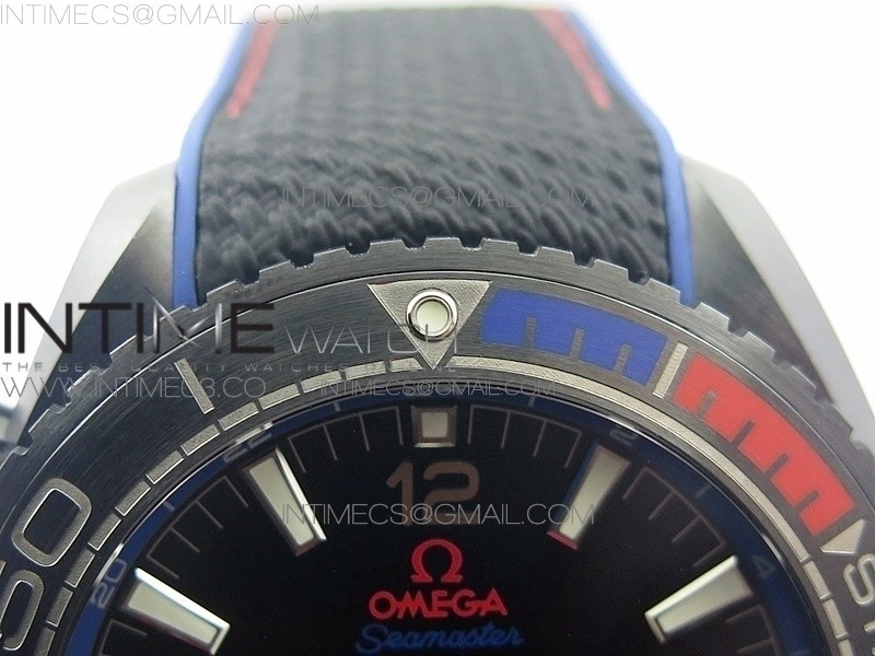 Planet Ocean 45.5mm ETNZ "Deep Black" Real Ceramic VSF 1:1 Best Edition on Black Nylon Strap A8906 Super Clone